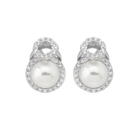 Серебряные серьги с жемчугом и фианитами Majorica Fine Silver