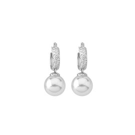 Серебряные серьги с жемчугом  фианитами Majorica Timeless