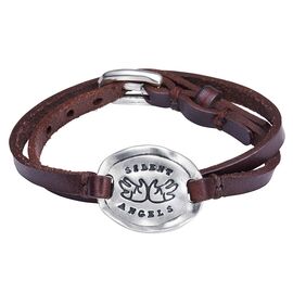 Кожаный браслет на руку с серебряным медальоном UNOde50 Double Rett