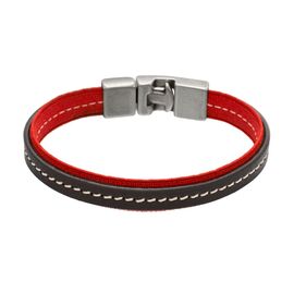 Кожаный браслет мужской с серебряными вставками UNOde50 Stretched