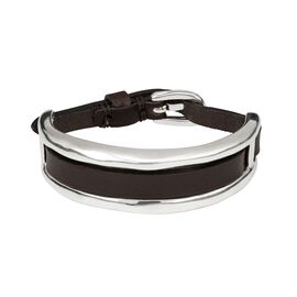 Кожаный браслет с серебряными вставками UNOde50Total black, Размер (мм): 165