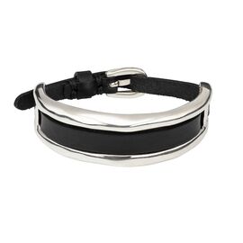 Кожаный браслет с серебряными вставками UnoDe50 Total black, Размер (мм): 180