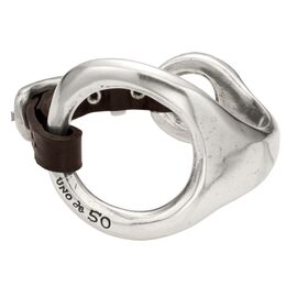 Жесткий браслет из серебра и кожи UNOde50 Through the magnifying glass