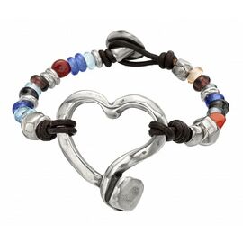 Серебряный браслет с сердечком из бусин UNOde50 Bare heart