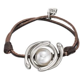 Кожаный браслет женский с жемчугом UNOde50 Pearlting