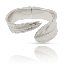 Серебряный браслет женский жесткий форма листа UNOde50 Feather