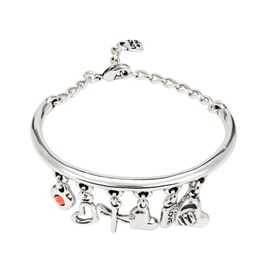 Серебряный браслет женский с изогнутой базой и шести амулетов UNOde50 Love Keys
