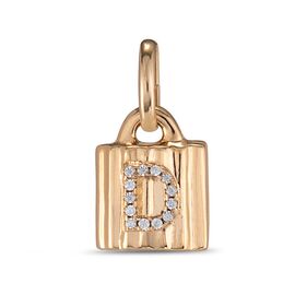 Подвеска золотая замок с буквой из кристаллов Swarovski UNOde50 MYPADLOCK D