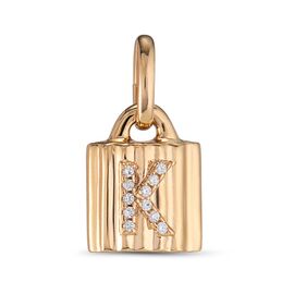 Подвеска золотая замок с буквой из кристаллов Swarovski UNOde50 MYPADLOCK K