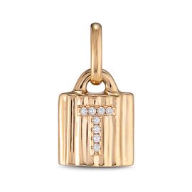 Золотая подвеска замок с буквой из кристаллов Сваровски UNOde50 MYPADLOCK T