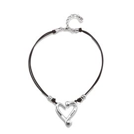 Серебряное колье с с натуральной кожей UNOde50 Heart