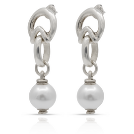Серебряные серьги женские с жемчугом висячие UnoDe50 End Pearl