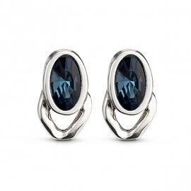 Серебряные серьги женские с темно-синими кристаллами Swarovski UNOde50 The Queen