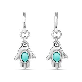 Серебряные серьги женские HAMSA с муранским стеклом висячие UNOde50