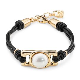 Браслет женский кожаный с жемчугом  с золотом UNOde50 коллекция DARLING PUL2276BPLORO0U