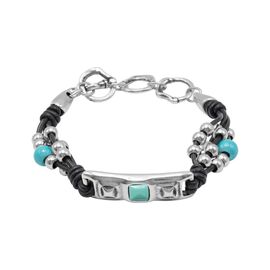 Кожаный браслет с серебром и муранским стеклом Ciclon Mini Stile