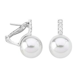 Серебряные серьги с органическим жемчугом и кубиками циркония Classic