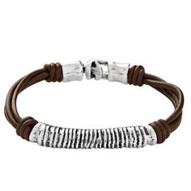 Кожаный браслет мужской с серебряными вставками UNOde50 Knot knot