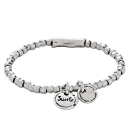 Серебряный браслет на руку тонкий с пожеланием UNOde50 Certificated luck, Размер (мм): 145