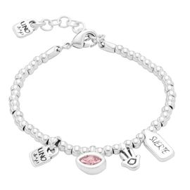 Серебряный браслет женский на руку с подвесками Буду ждать тебя UNOde50 I'm waiting 4 U Pink