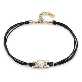 Ожерелье с жемчугом и золотом на кожаных шнурках UNOde50  DARLING