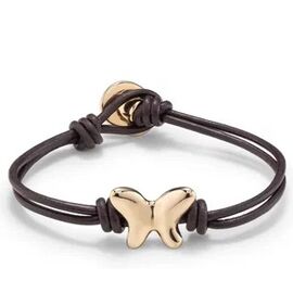 Кожаный браслет женский с золотом Бабочка UNOde50 Volare