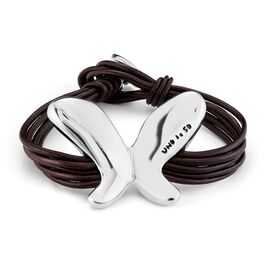 Кожаный браслет женский с серебром Бабочка UNOde50 Butterfly Effect