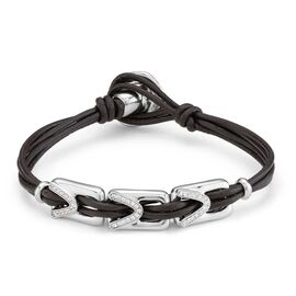 Кожаный браслет женский с топазами и серебряными деталями UNOde50 Daring Topaz