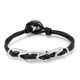 Кожаный браслет на руку женский с серебряными деталями UNOde50 Daring, Размер (мм): 155