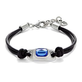 Серебряный браслет кожаный с кристаллом Сваровски UNOde50 Ser Magnetica