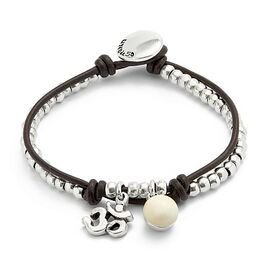 Серебряный браслет на коже с муранским стеклом UnoDe50 Ser Fascinante, Размер (мм): 165