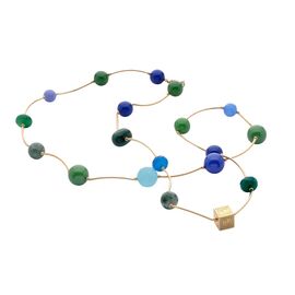 Золотое колье женское с жемчугом Pertegaz Tubo Blue Cucumber