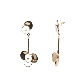 Золотые серьги женские с эмалью Pertegaz Camelias Blancas