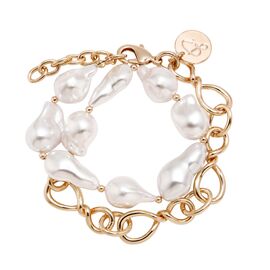 Золотой браслет женский на руку с барочным жемчугом Pertegaz Bean