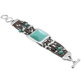 Кожаный браслет женский с серебром и муранским стеклом Ciclon Stile