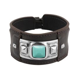 Кожаный браслет женский с серебром и муранским стеклом Ciclon Kool