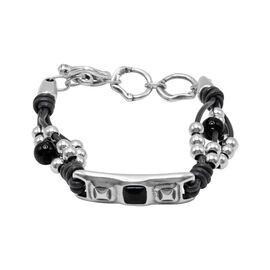 Кожаный браслет с серебром и муранским стеклом Ciclon Mini Stile