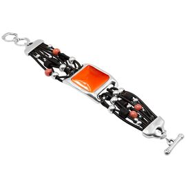 Кожаный браслет женский с серебром и муранским стеклом Ciclon Stile