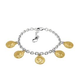 Серебряный браслет женский с золотыми подвесками Ciclon France