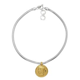 Серебряное колье женское с золотой подвеской Ciclon France