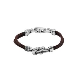 Кожаный браслет с серебряными вставками Ciclon Man, Размер (мм): 190-195