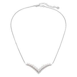 Серебряное колье с органическим жемчугом и фианитами Majorica Arabesque