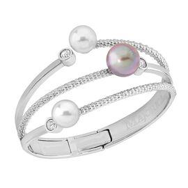 Жесткий браслет с жемчугом и фианитами Majorica Brides