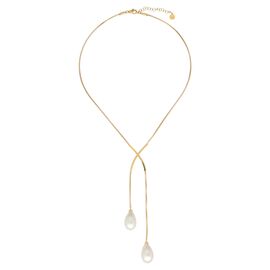 Золотое колье с подвесками из органического жемчуга Majorica Elixa