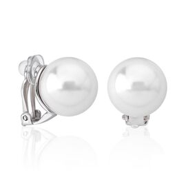 Серебряные серьги клипсы с органическим жемчугом Majorica Lyra