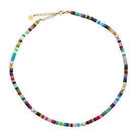 Золотое колье из бусин и органического жемчуга Majorica Tutti Frutti