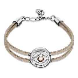 Кожаный браслет женский с серебром и цирконием UNOde50 Ser Intuitiva