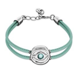 Кожаный браслет женский с серебром и цирконием UNOde50 Ser Intuitiva