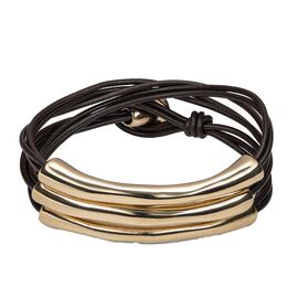 Кожаный браслет многослойный с золотом Не быть UNOde50 Not to be, Размер (мм): 165