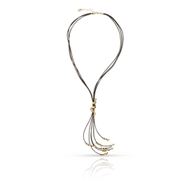 Золотое колье галстук женское с натуральной кожей Скалолаз UNOde50 Skalator